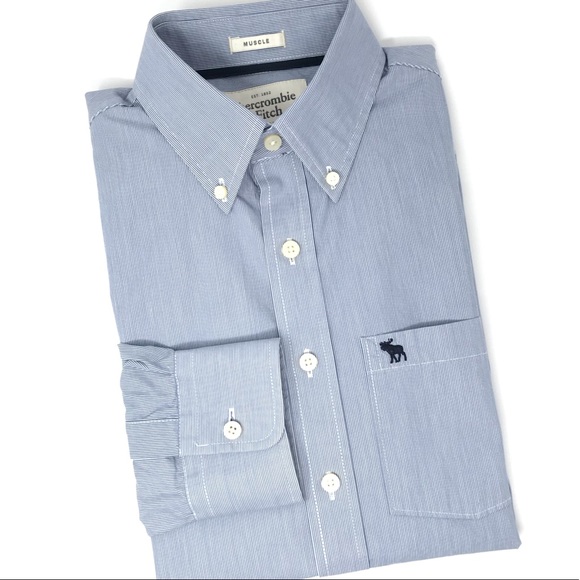 Abercrombie & Fitch L/S Muscle Fit Button Down Sm - Picture 1 of 8